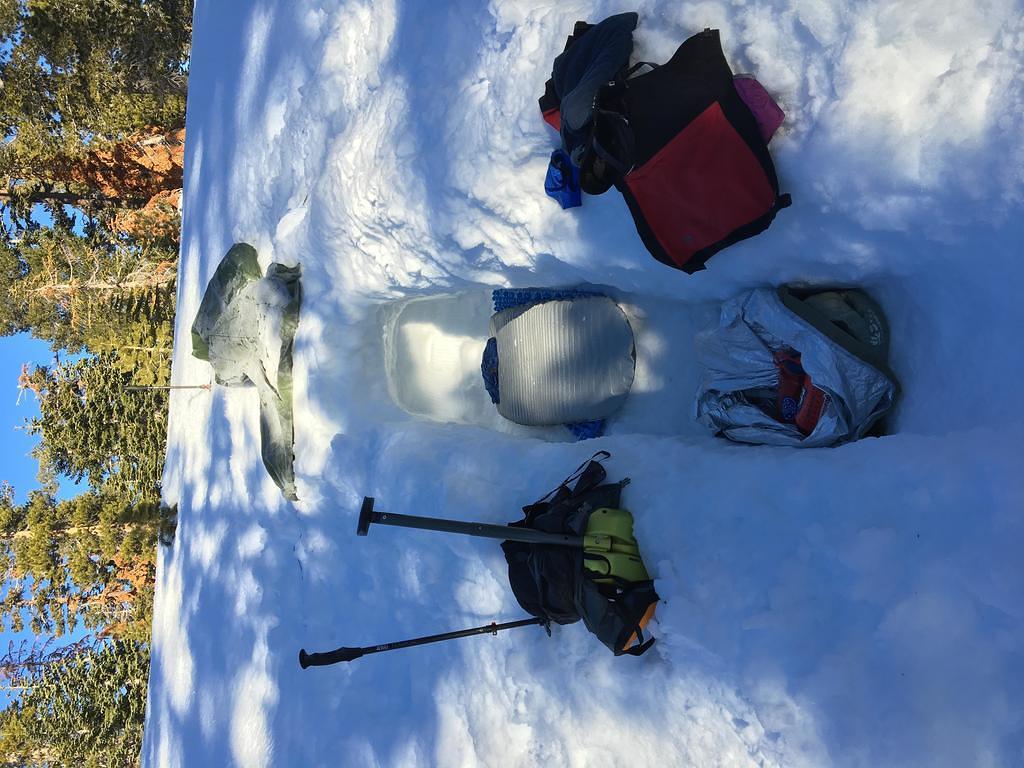 Richard's snow shelter, tarp off